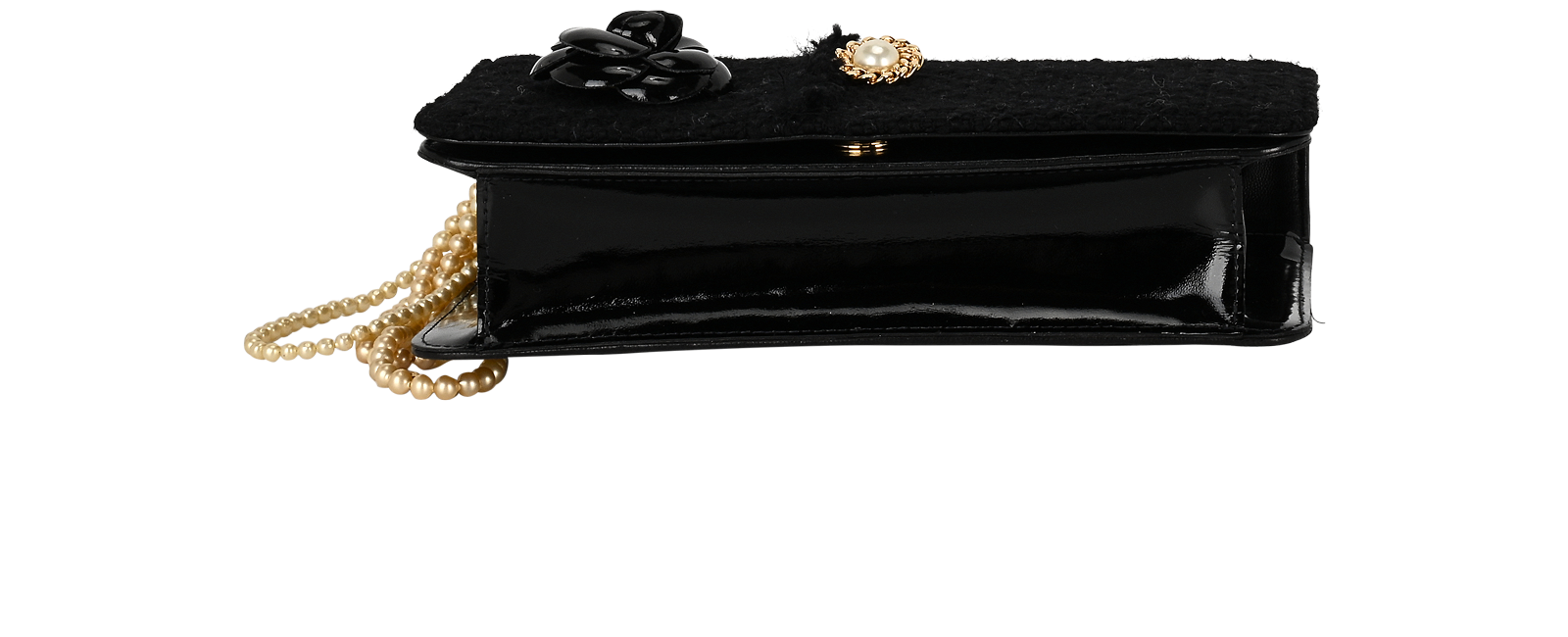 Vintage Bijoux Chocolate Bar Flap, &pound;2,500, Handbags, Black, Leather/Tweed, Top view